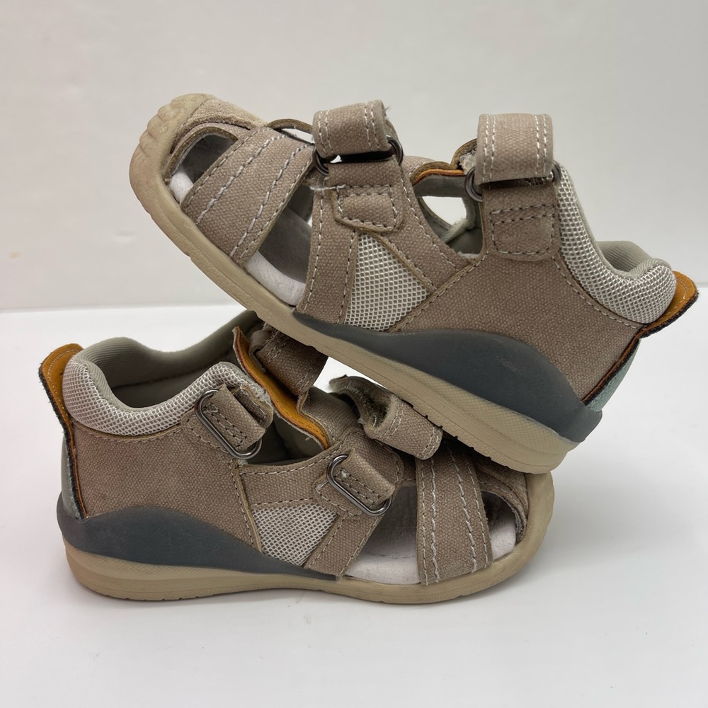 Kids Tan and Gray Sandals - Picture 14 of 16